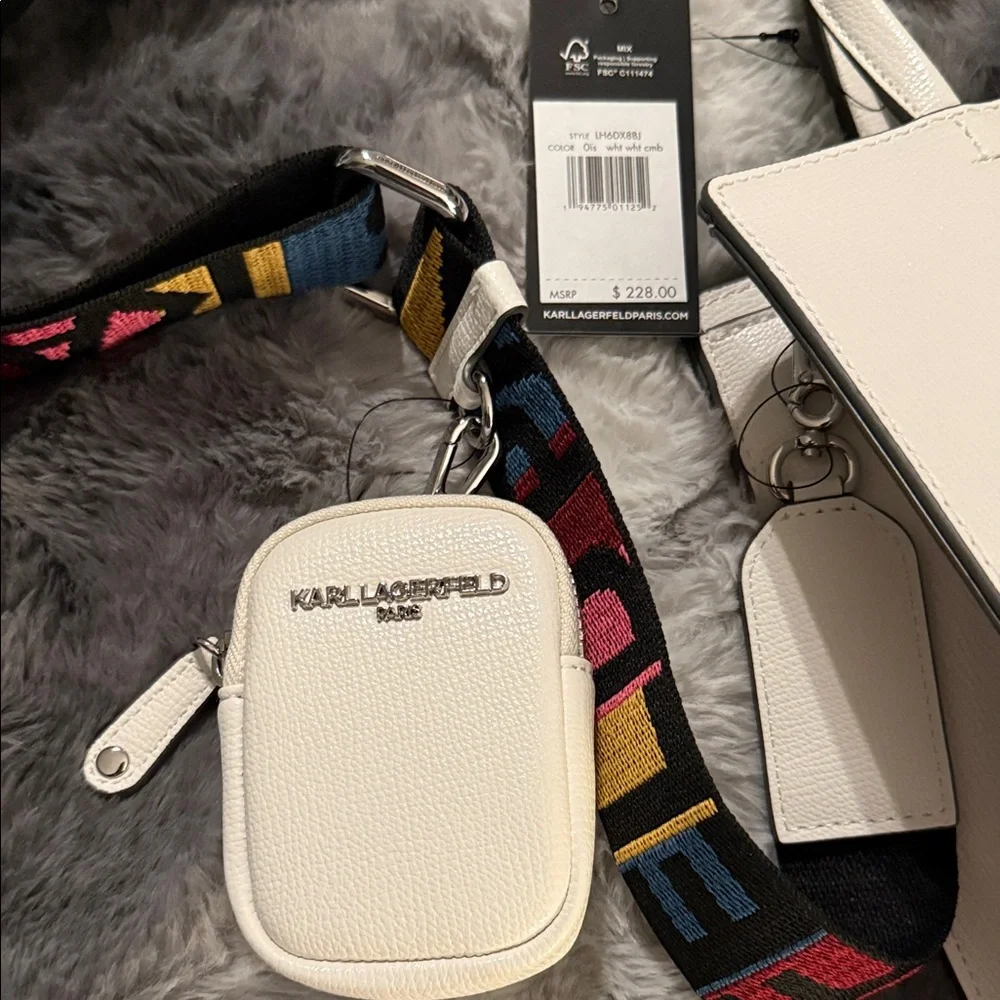 Karl Lagerfeld White Tote with Multicolor Lettering - Picture 2 of 7